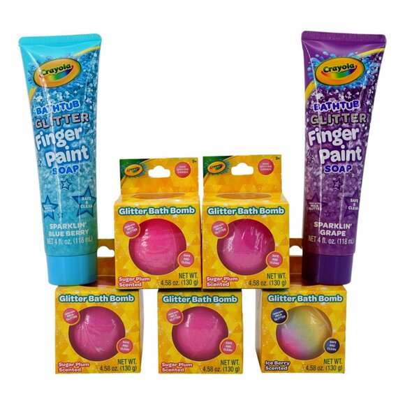 Crayola Bathtub Glitter Finger Paint Soap (2) & Glitter Bath Bomb (5) - Picture 1 of 3